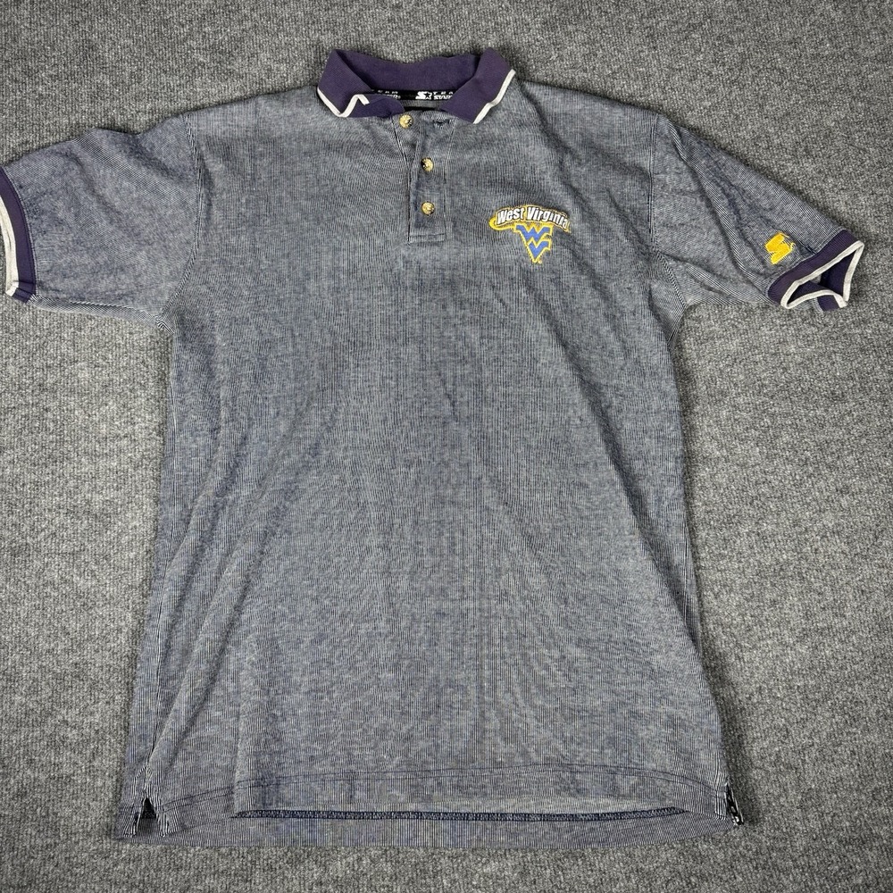 Vintage Starter West Virginia Mountaineers Polo Shirt Men's Medium Y2K NCAA